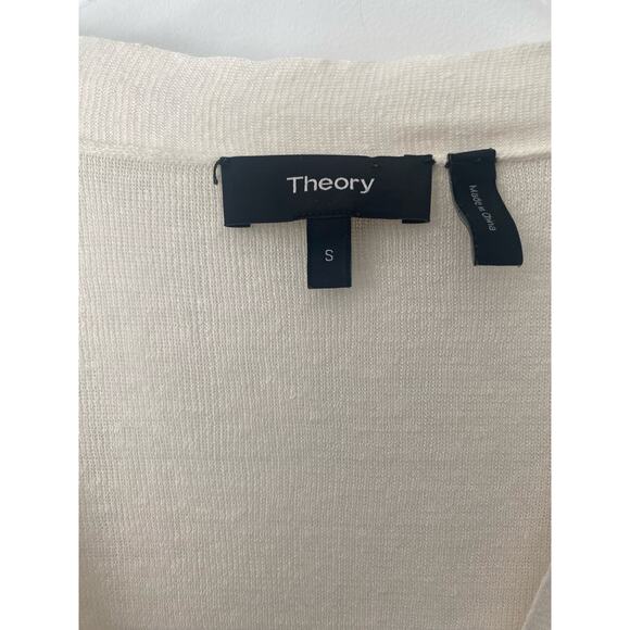 THEORY LINEN BLEND CREAM LIGHTWEIGHT CARDIGAN SIZE SMALL - Picture 7 of 8